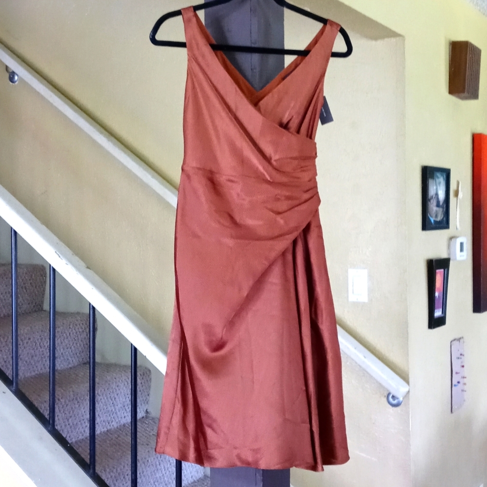 The Limited Copper-Colored Wrap-Style Flowing Mini Dress Women's Size 0 NWT